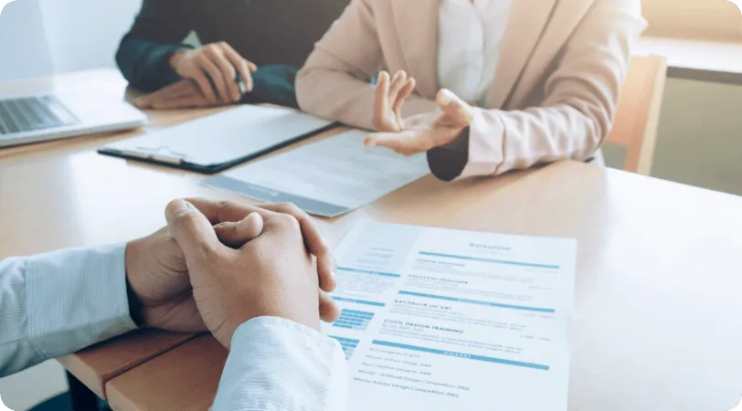 Job interview with a CV on the table